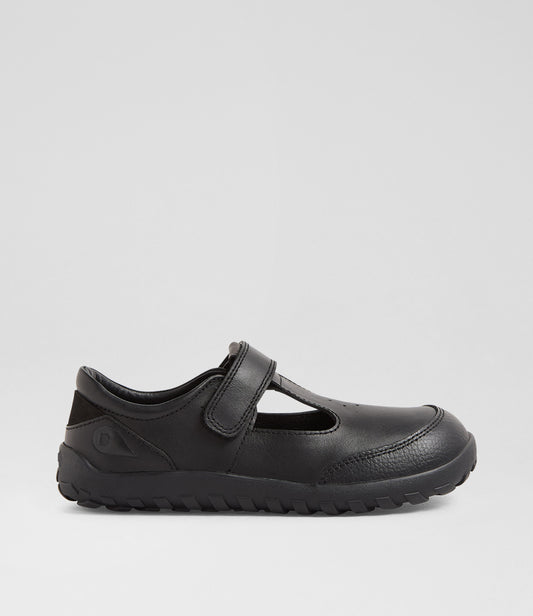 Bobux Becky Girls Black T Bar Barefoot School Shoe