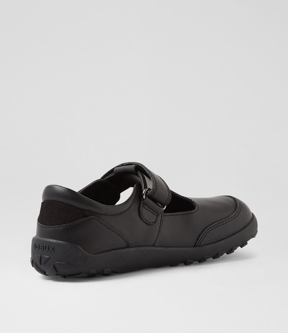 Bobux Becky Girls Black T Bar Barefoot School Shoe