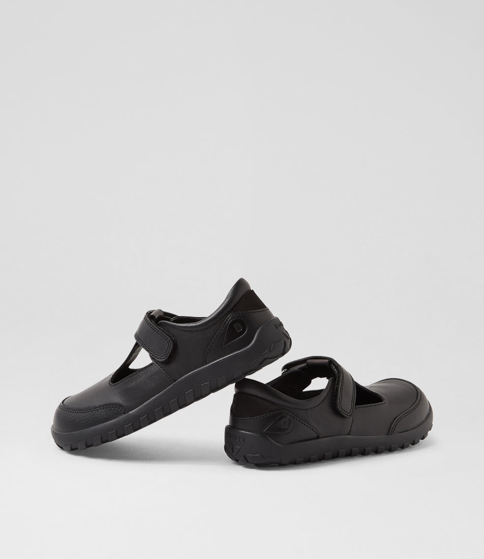 Bobux Becky Girls Black T Bar Barefoot School Shoe