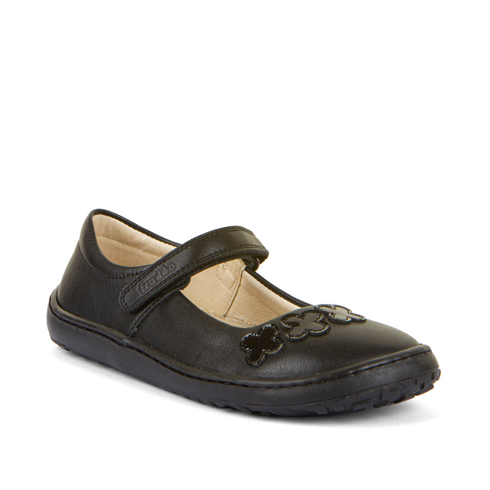 Froddo Nina Flower Girls Black Barefoot School Shoe