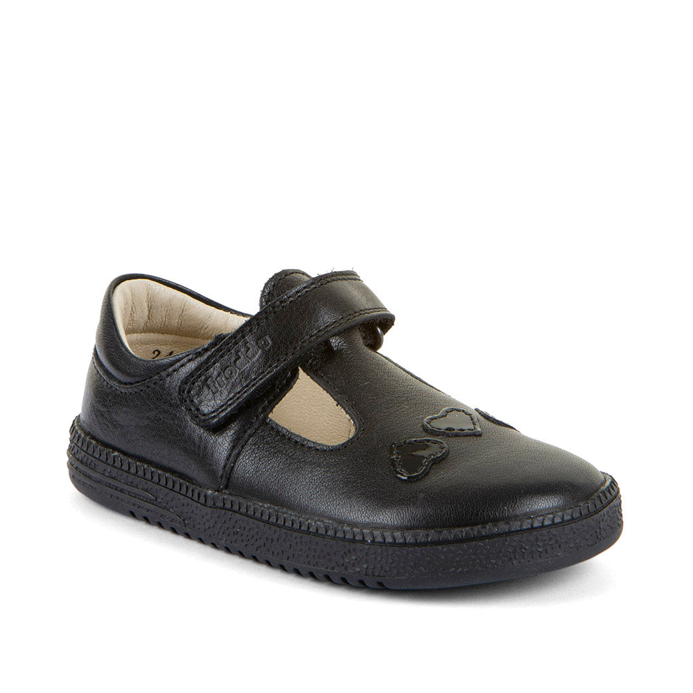 Froddo Sandra Girls Black T-Bar Barefoot School Shoe