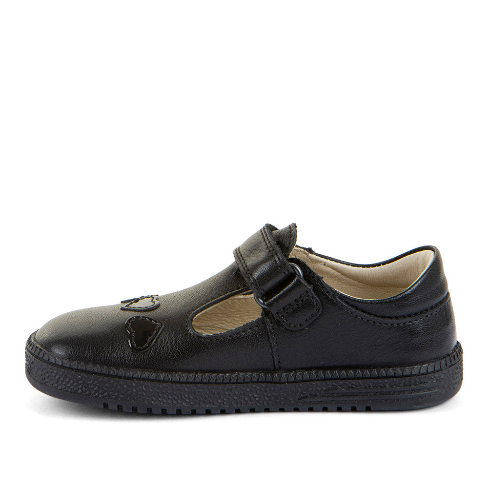 Froddo Sandra Girls Black T-Bar Barefoot School Shoe