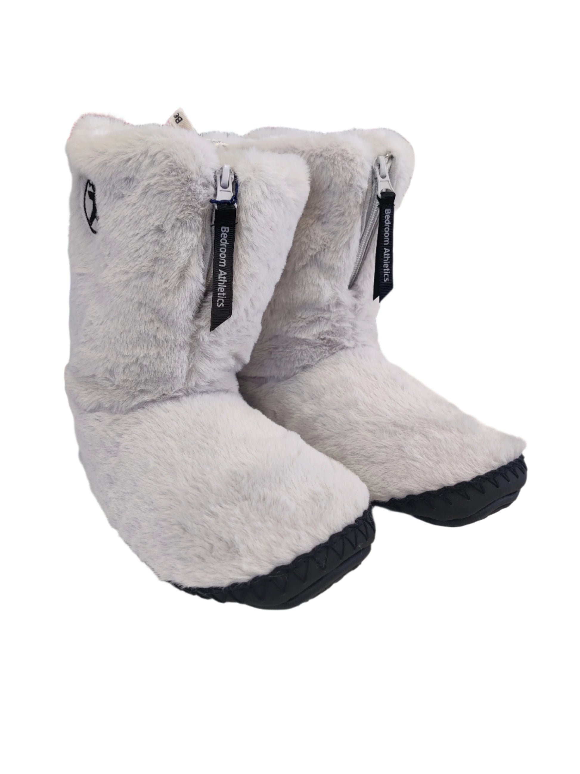 grey faux fur monroe slippers