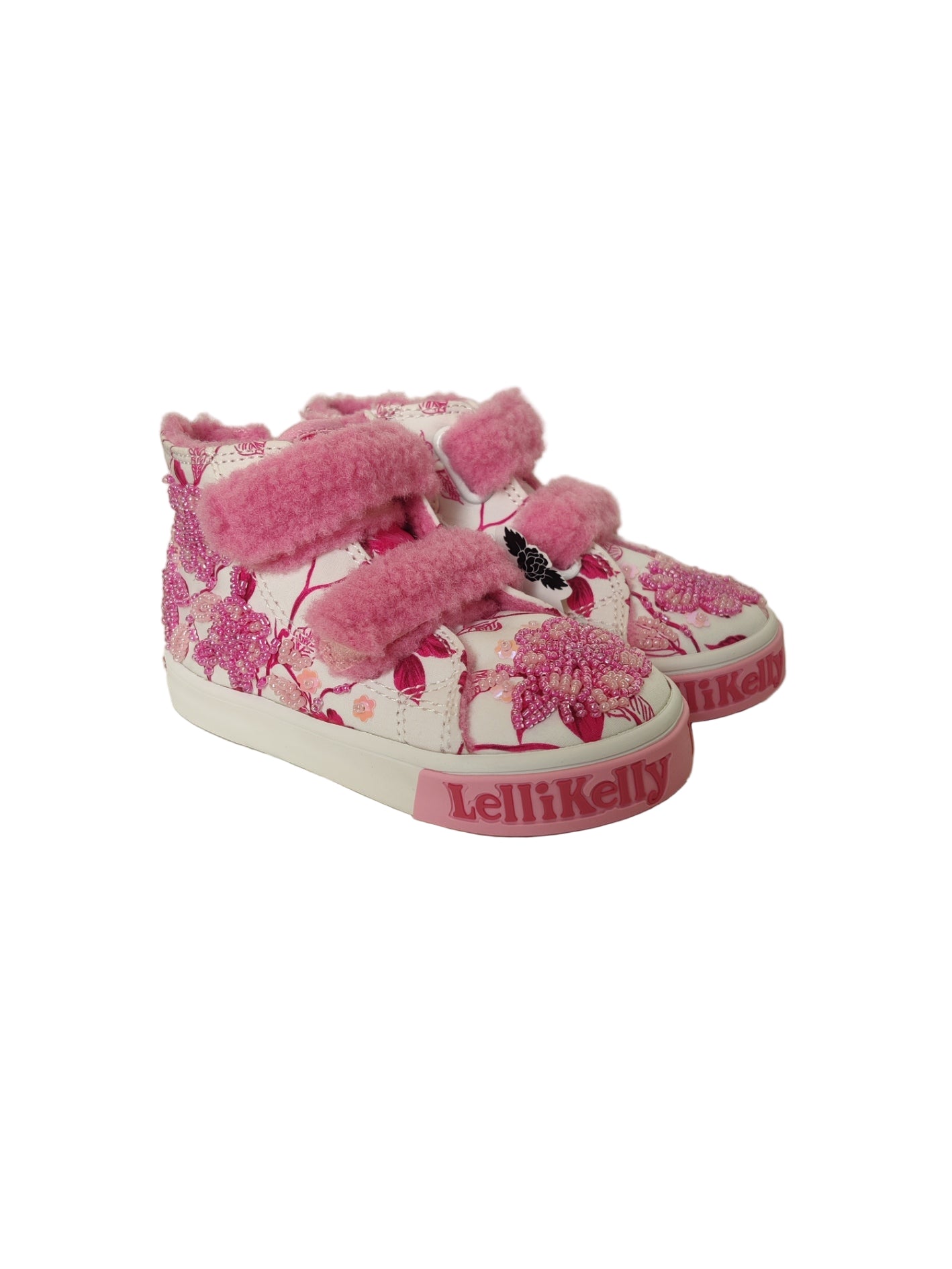 Lelli Kelly Brooke Girls White Pink Decorated Canvas Boot