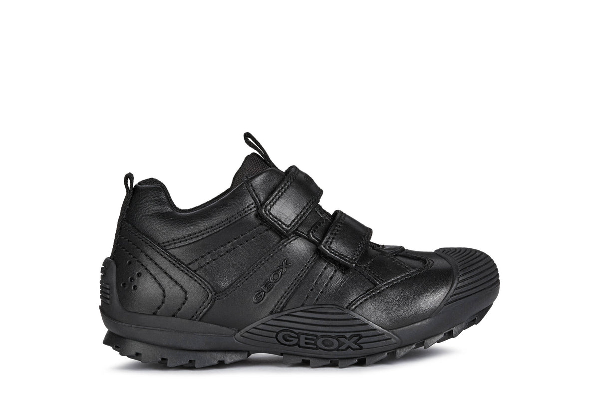 Geox Savage Boys Black School Shoe
