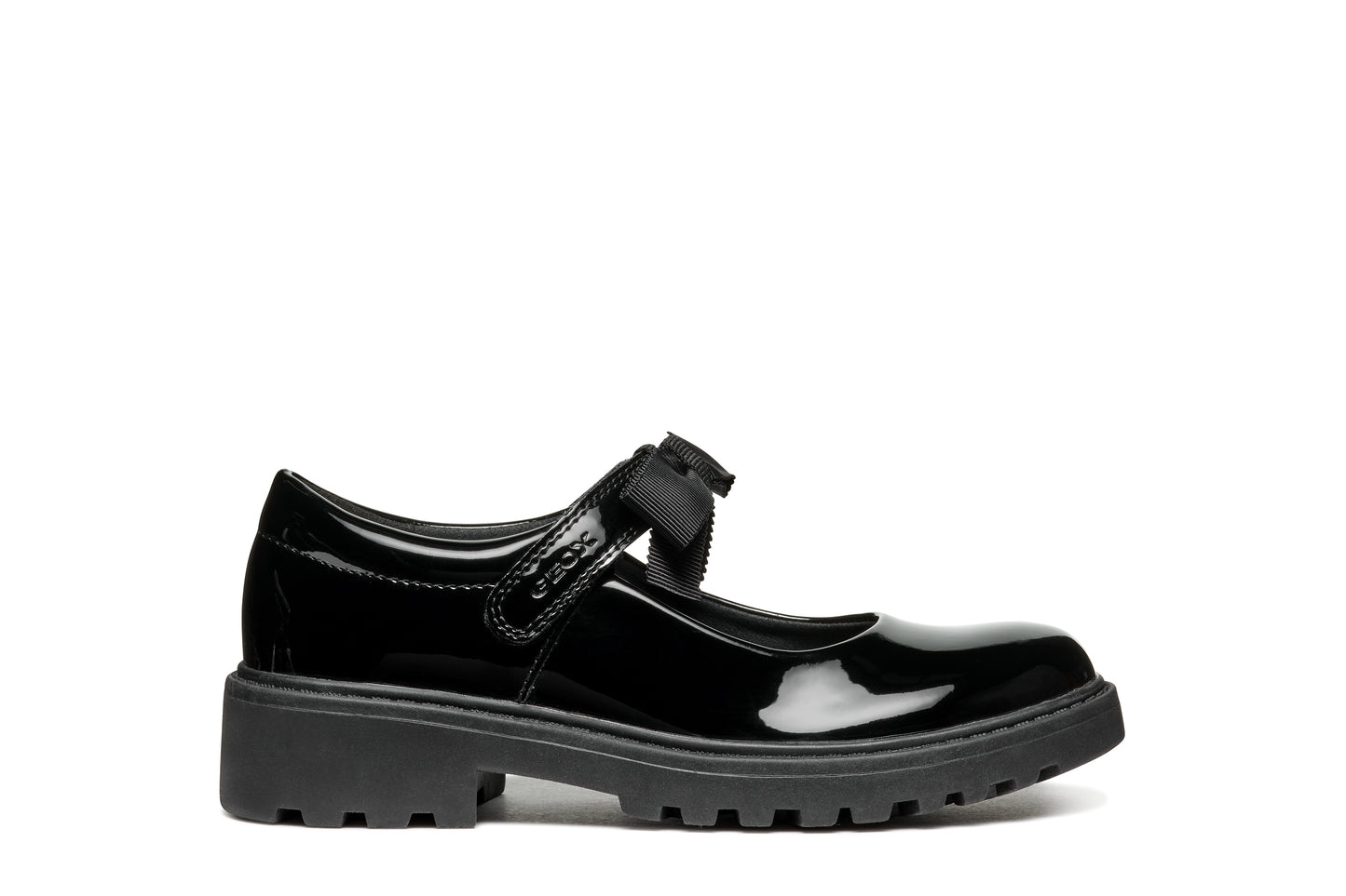 Geox Casey Girls Black Patent School Shoe