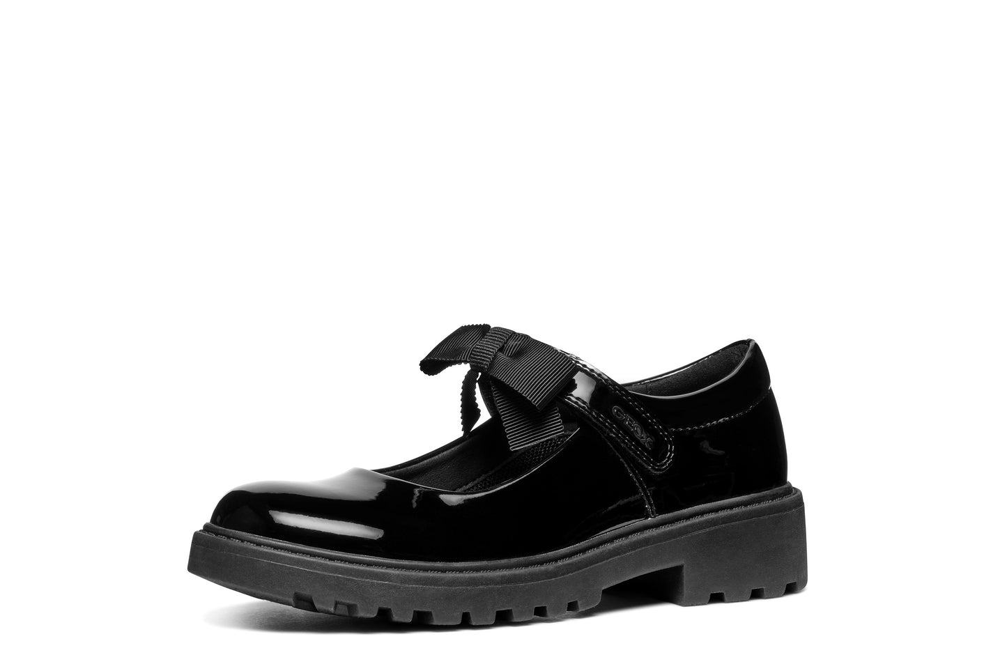 Geox Casey Girls Black Patent School Shoe