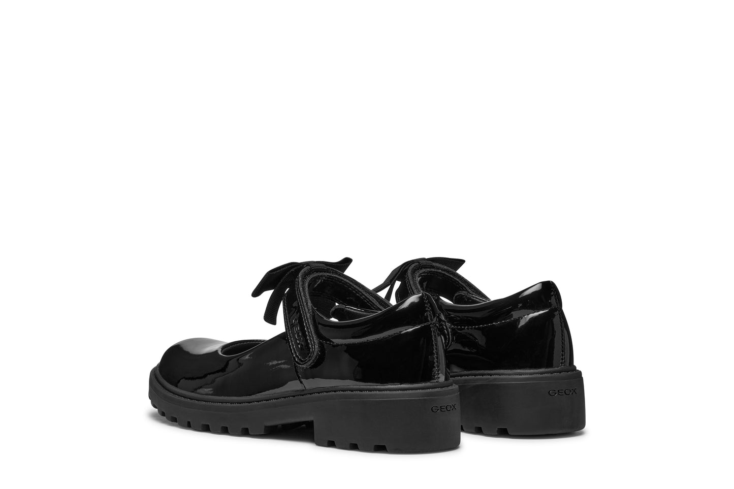 Geox Casey Girls Black Patent School Shoe