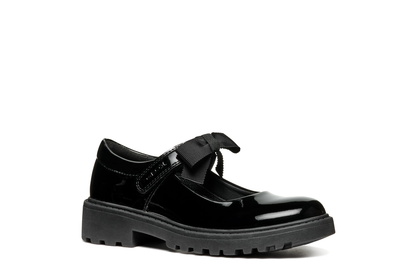 Geox Casey Girls Black Patent School Shoe