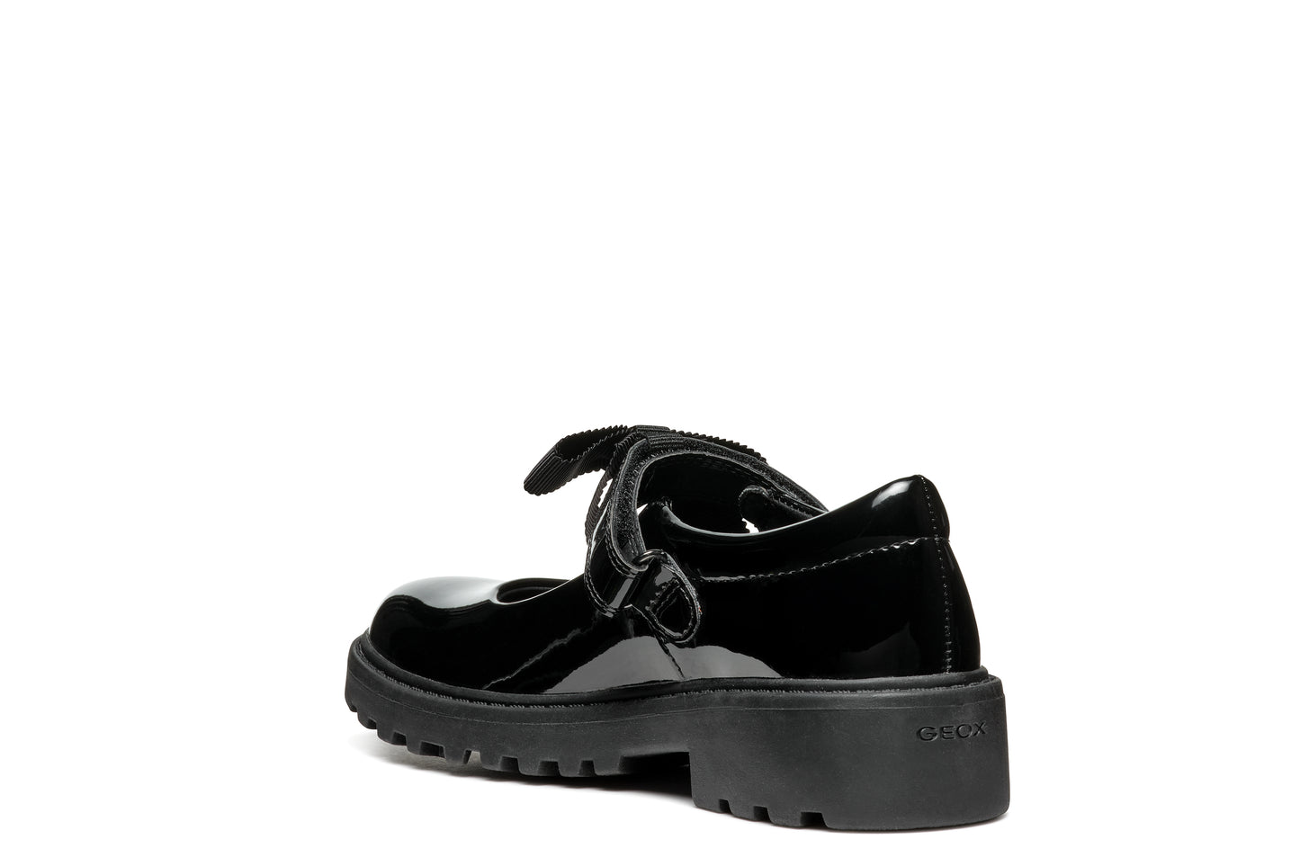 Geox Casey Girls Black Patent School Shoe