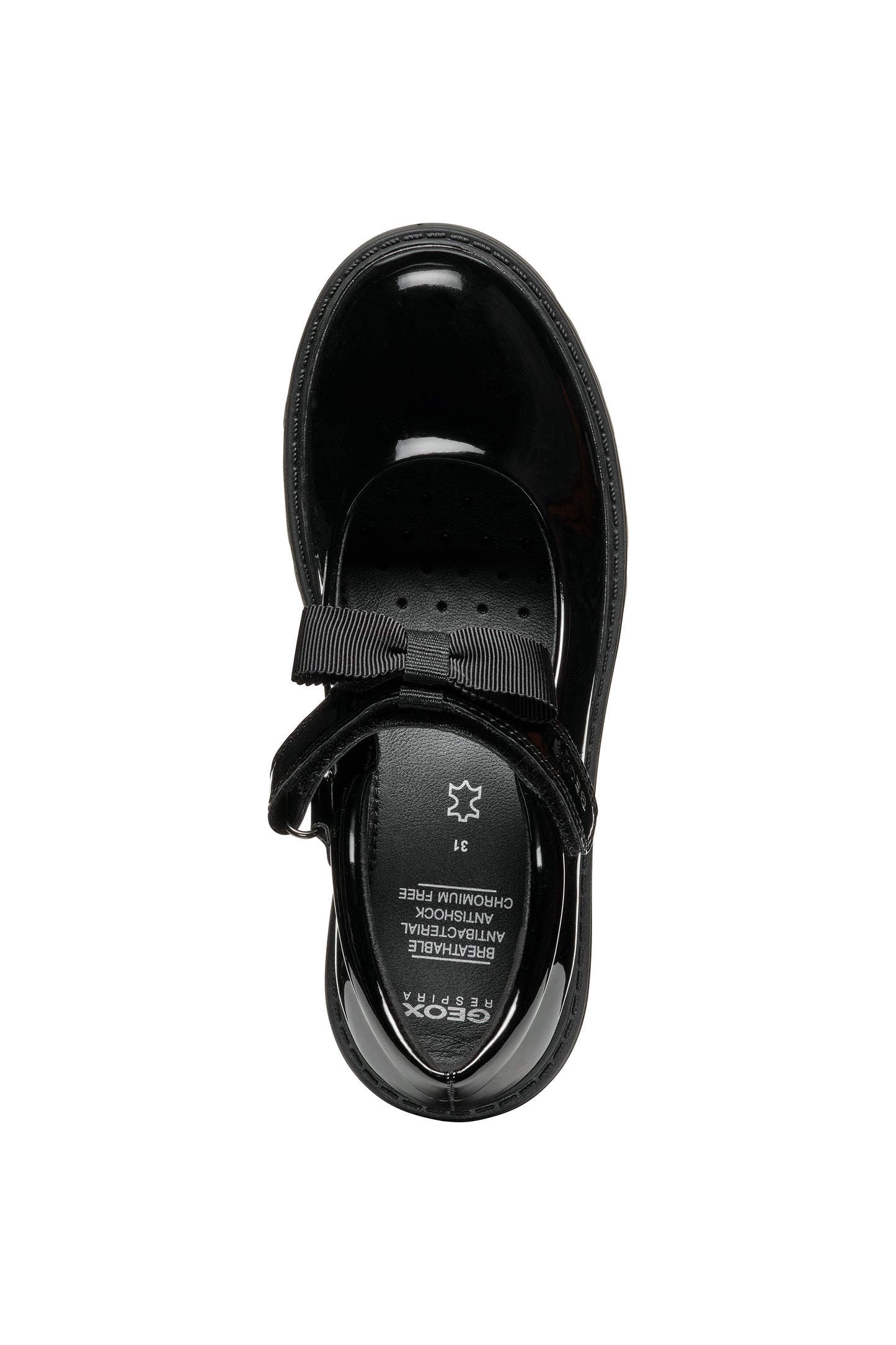 Geox Casey Girls Black Patent School Shoe