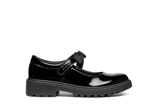 Geox Casey Girls Black Patent School Shoe