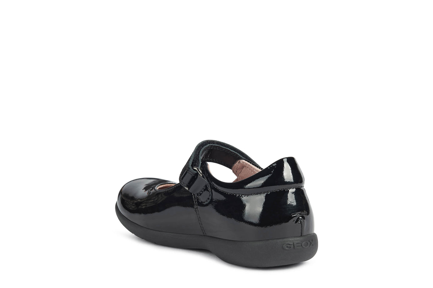 Geox Naimara Diamond Bow Girls Black Patent School Shoe