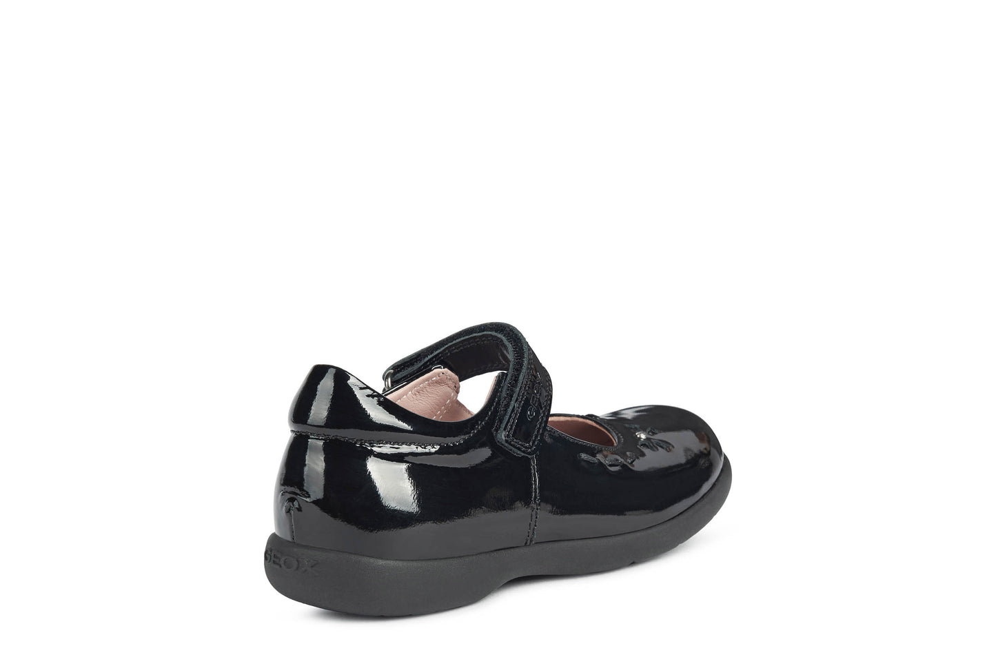 Geox Naimara Diamond Bow Girls Black Patent School Shoe