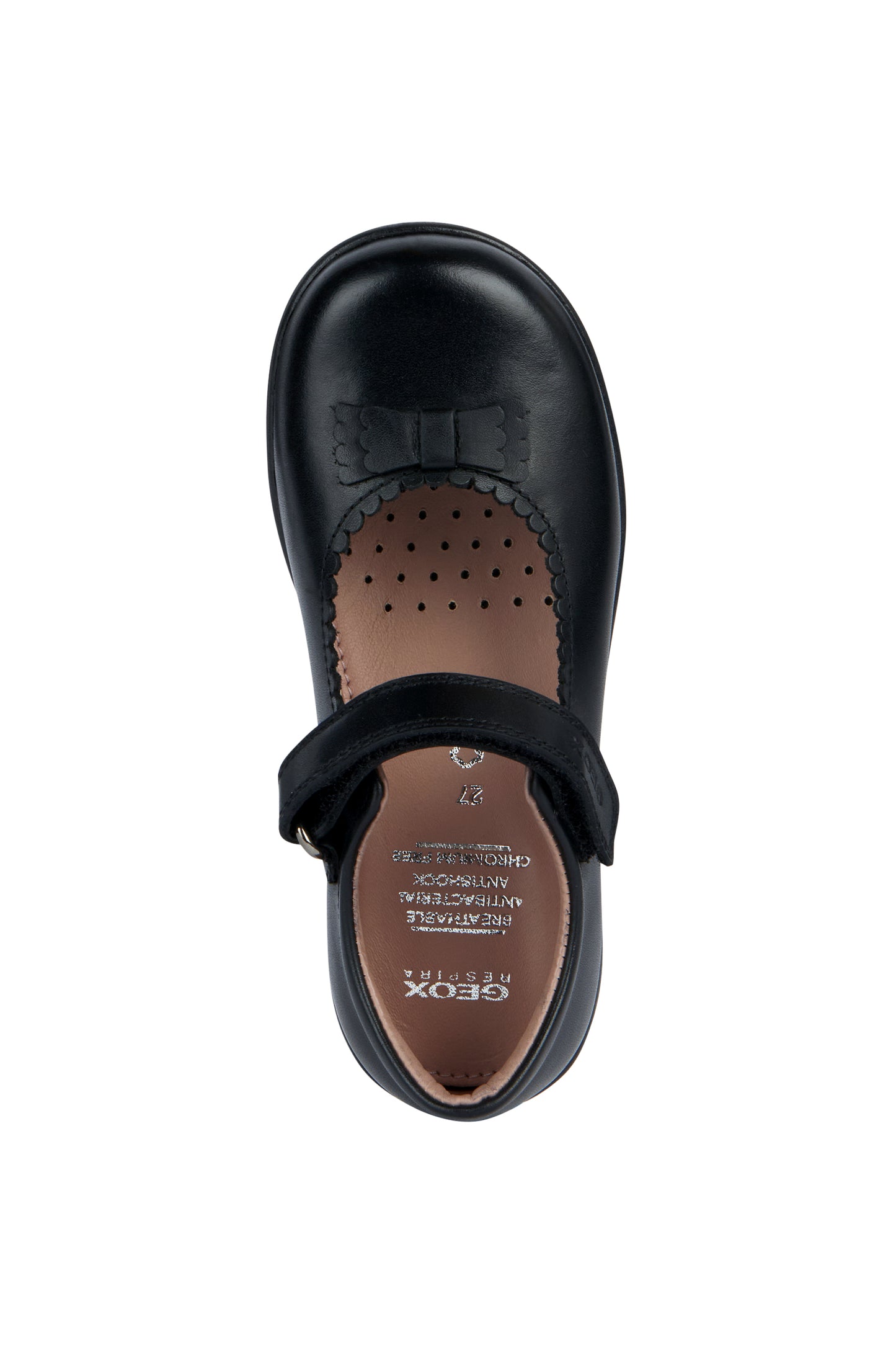 Geox Naimara Bow Girls Black School Shoe