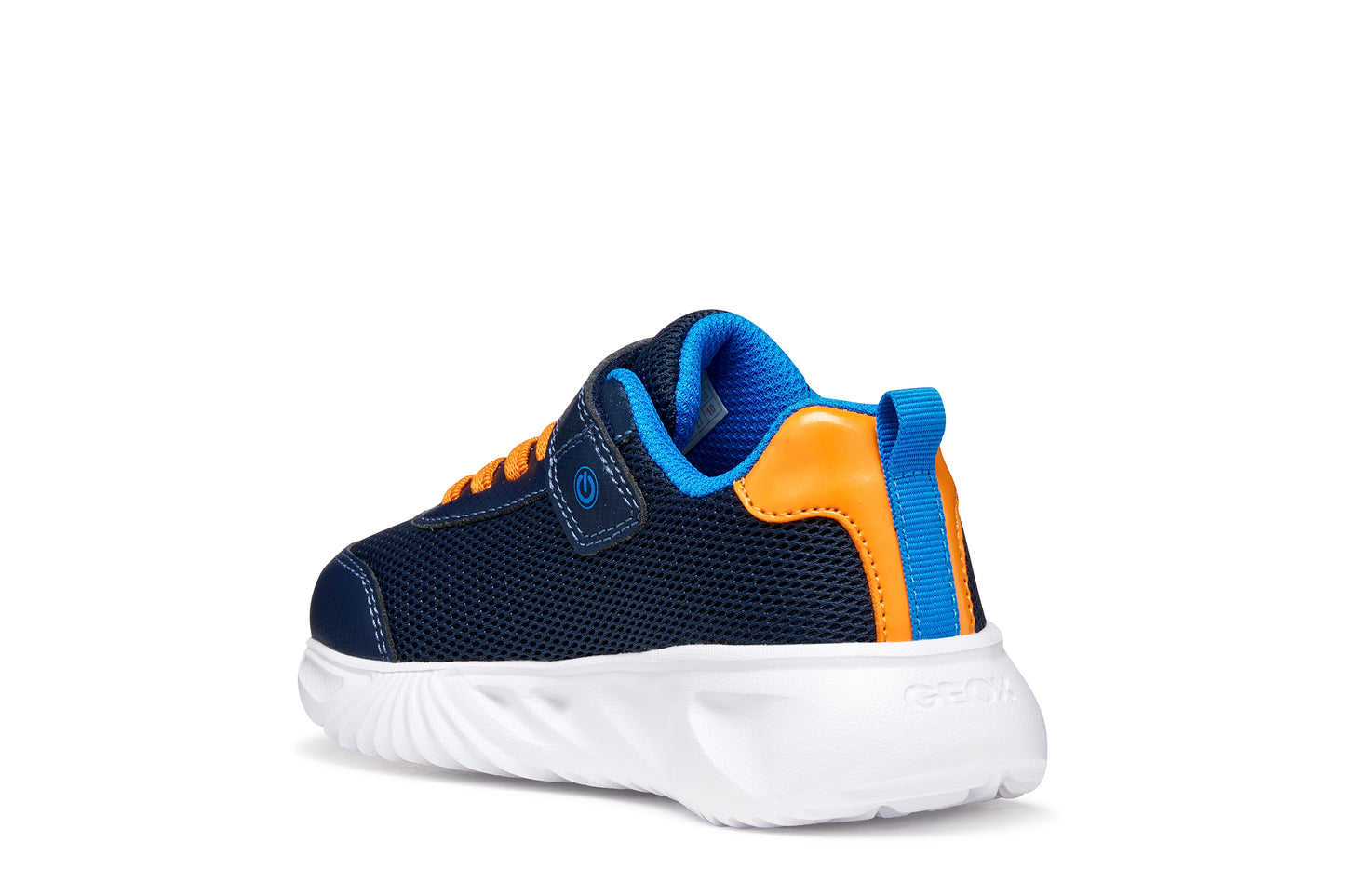 Geox Assister Boys Navy Orange Lights Trainer