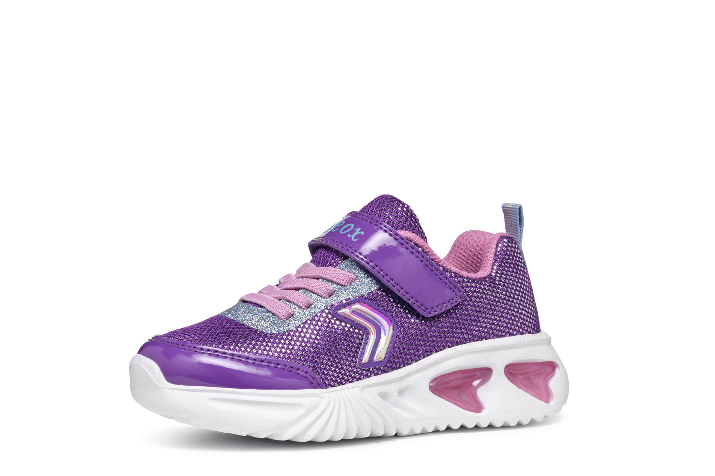 Geox Assister Girls Violet Dark Pink Lights Trainer