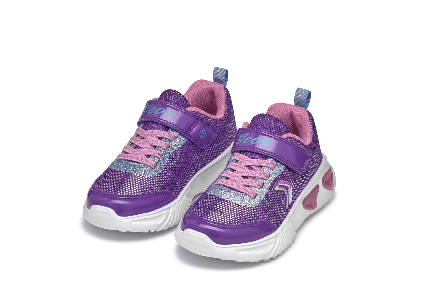 Geox Assister Girls Violet Dark Pink Lights Trainer