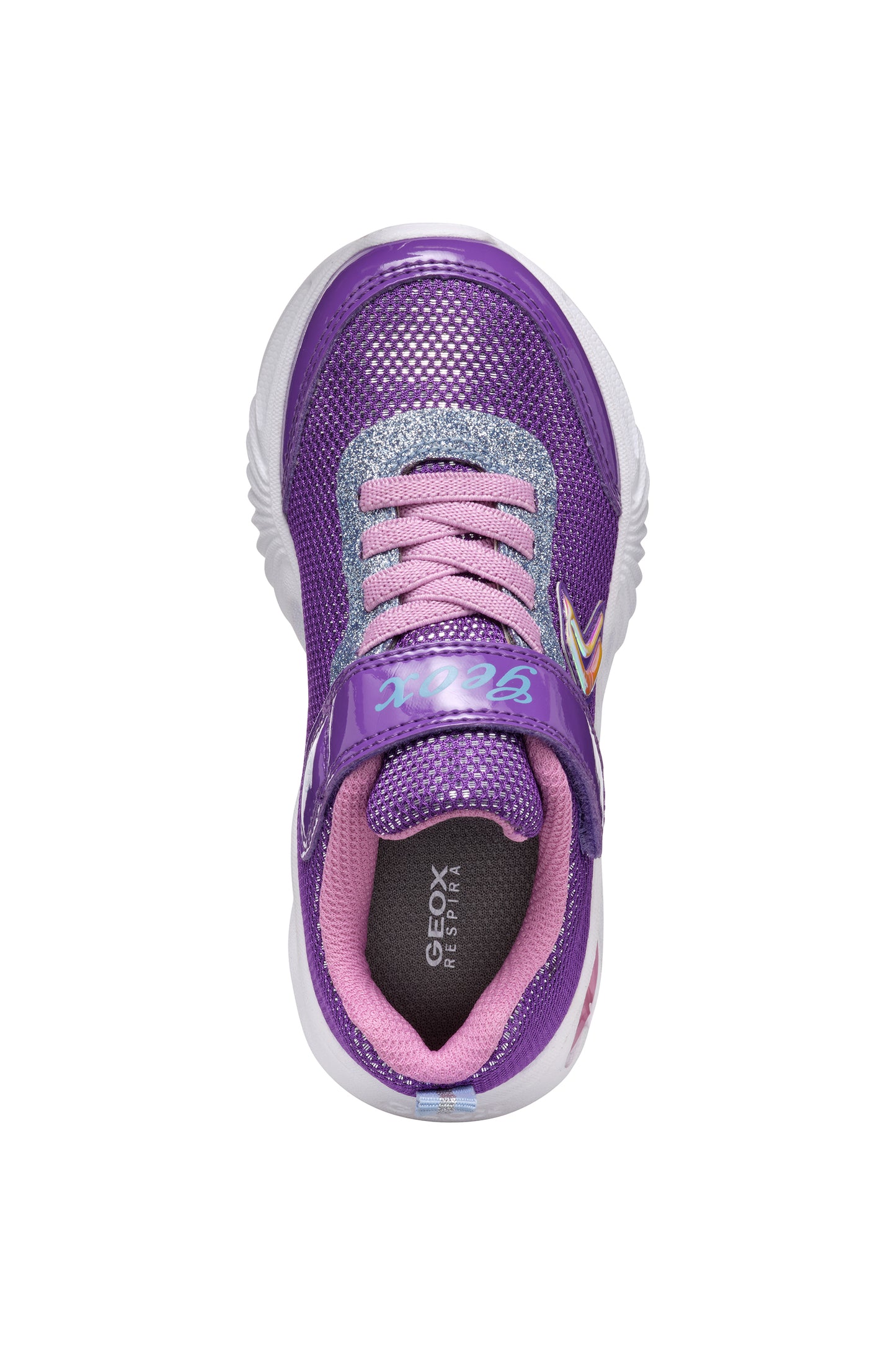 Geox Assister Girls Violet Dark Pink Lights Trainer
