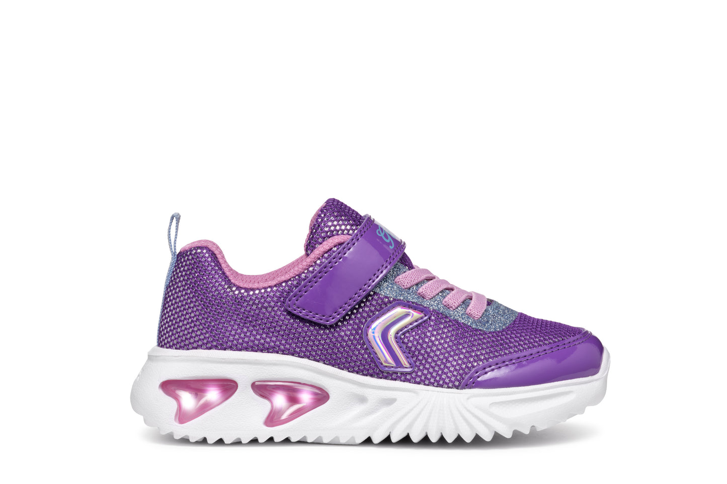 Geox Assister Girls Violet Dark Pink Lights Trainer
