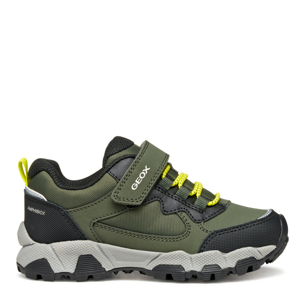 Geox Magnetar Waterproof Boys Military Green Lime Trainer