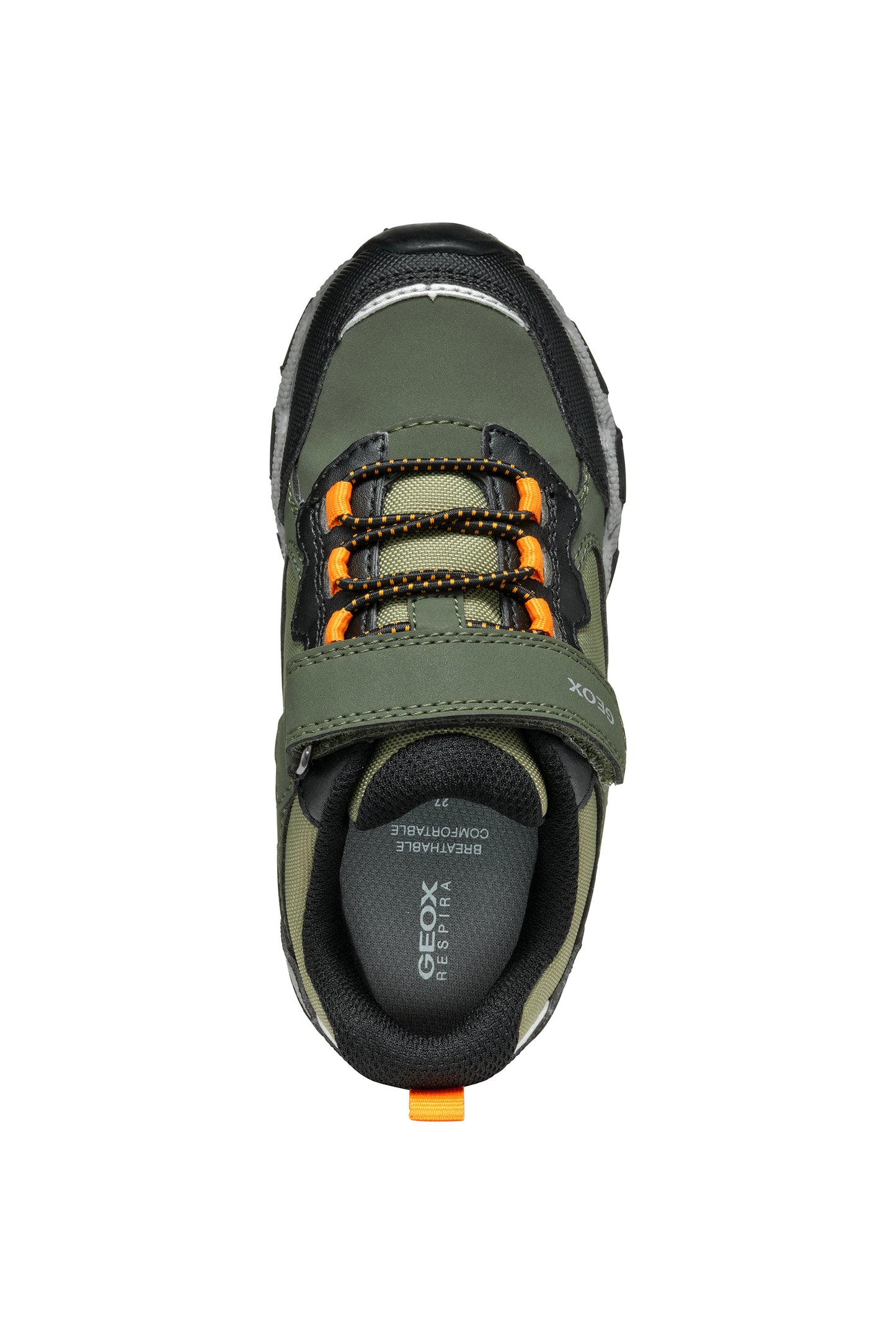 Geox Magnetar Waterproof Boys Dark Green Orange Trainer