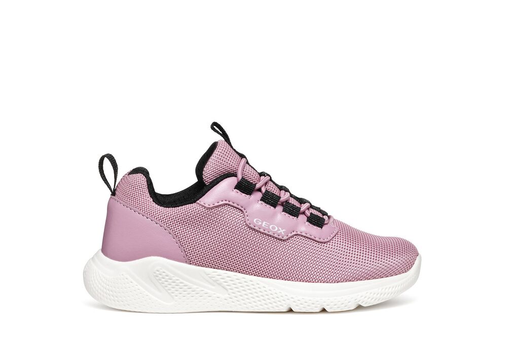 Geox Sprintye Girls Rose Black Elastic Lace Trainer