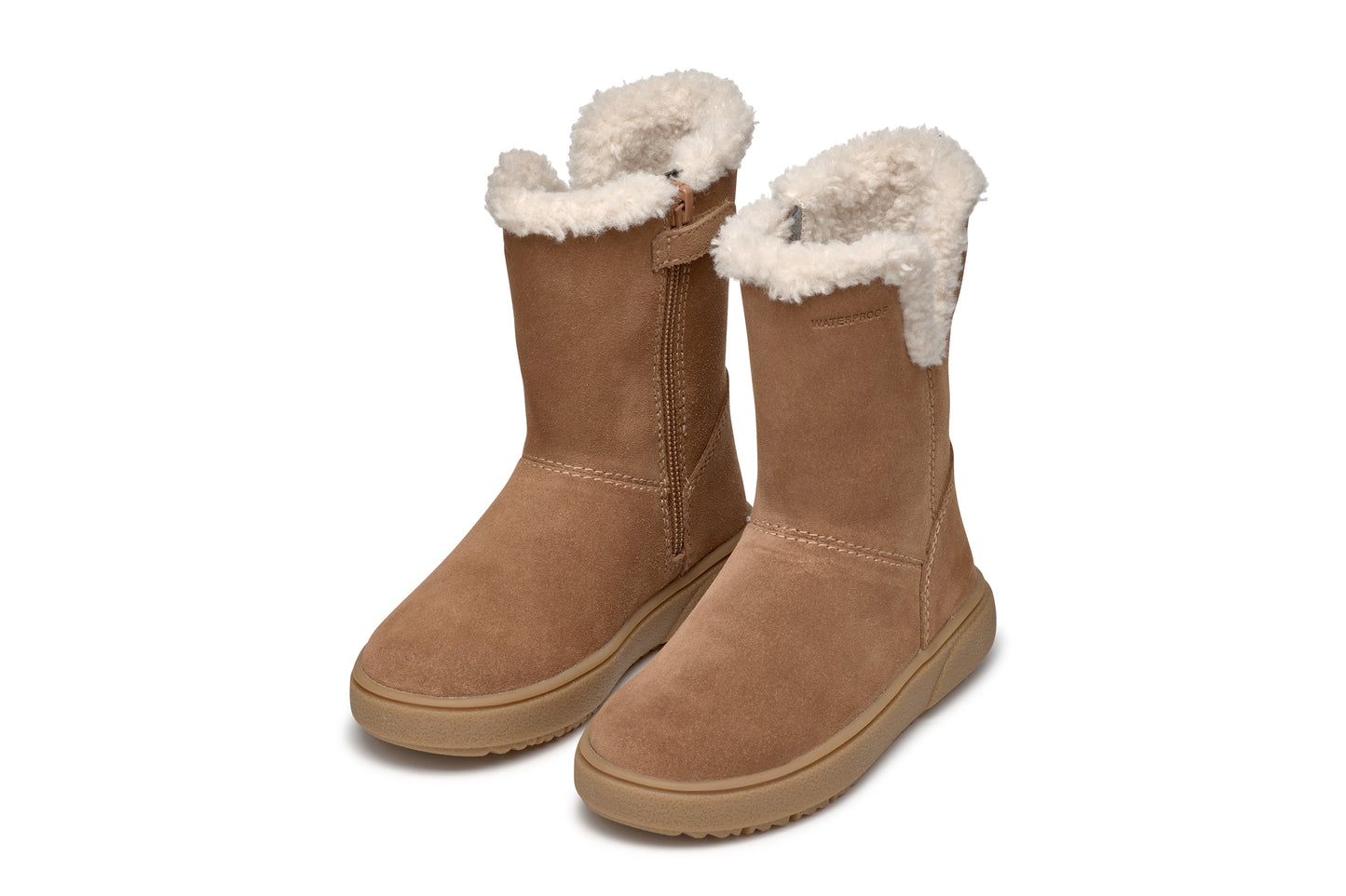 Geox Theleven Girls Whisky Brown Suede Warm Lined Waterproof Boot