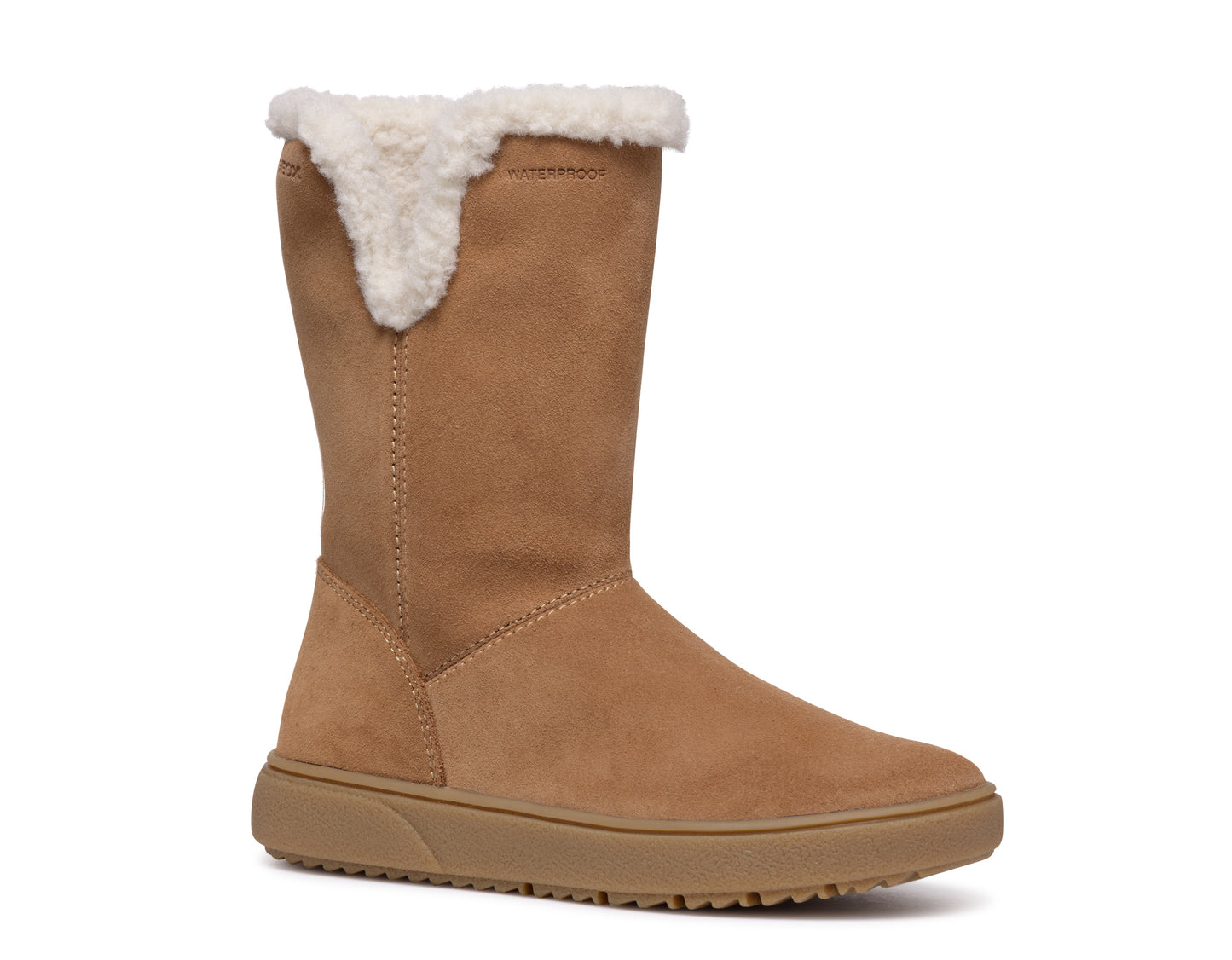 Geox Theleven Girls Whisky Brown Suede Warm Lined Waterproof Boot