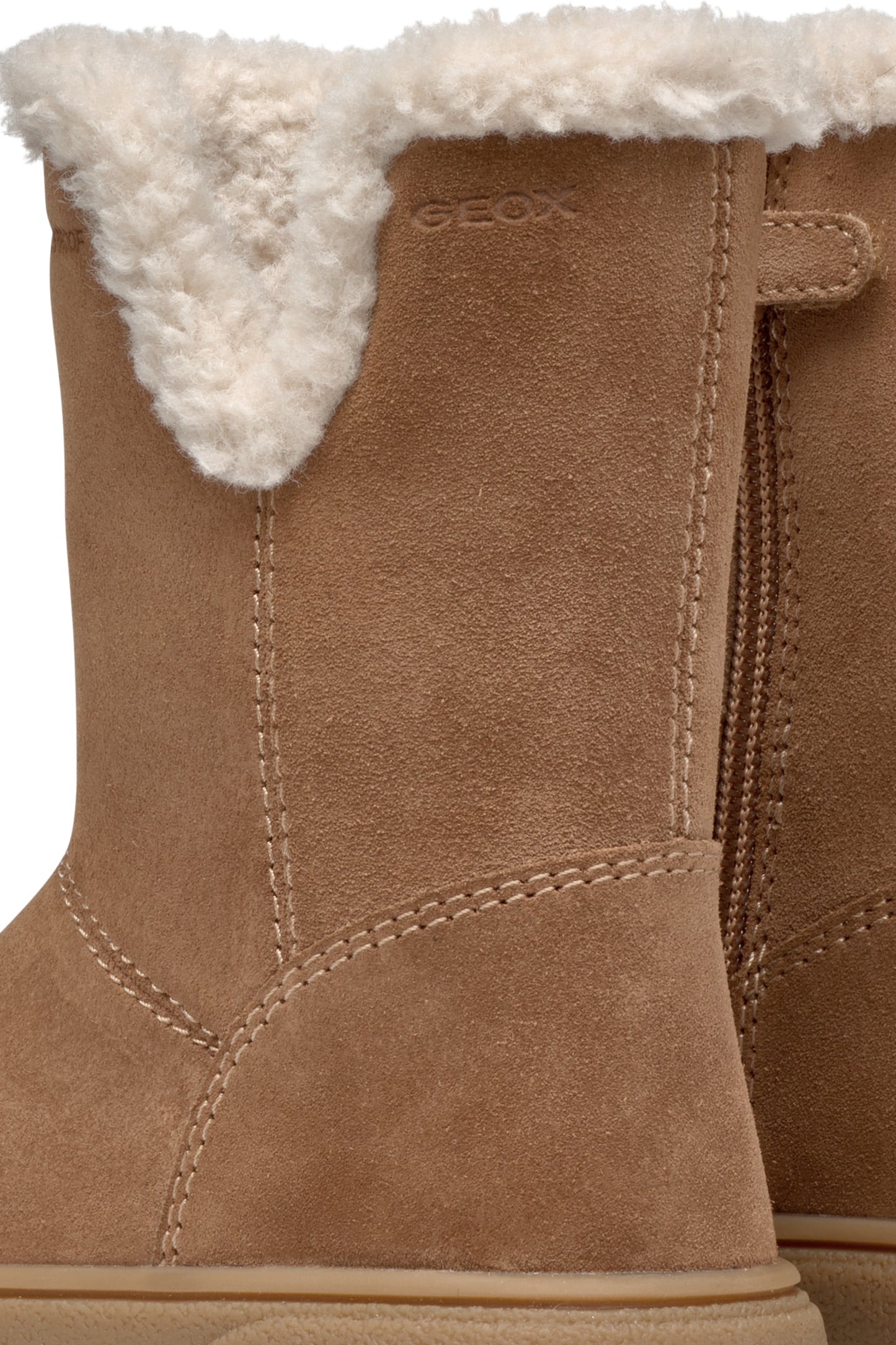 Geox Theleven Girls Whisky Brown Suede Warm Lined Waterproof Boot