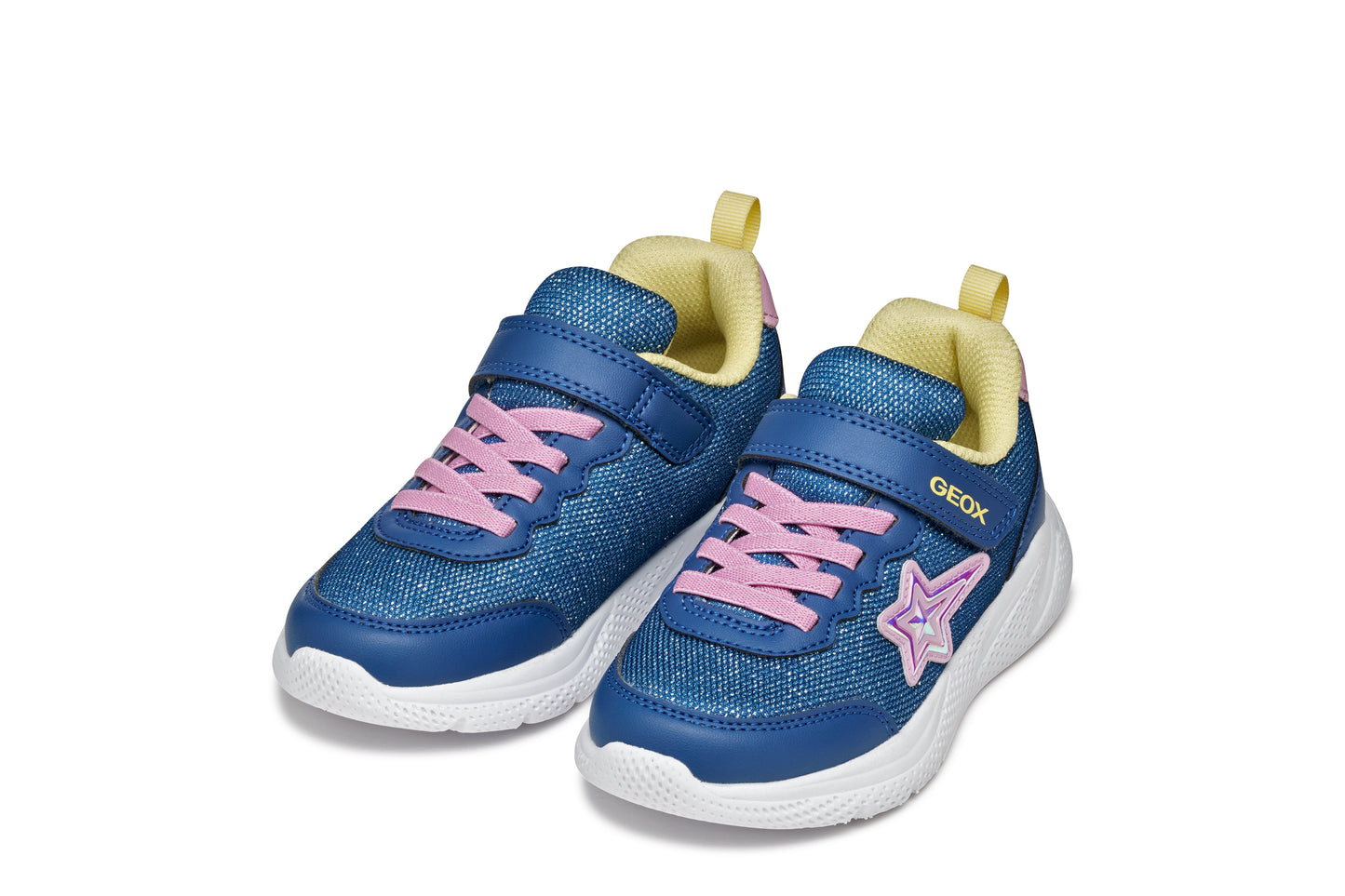 Geox Sprintye Girls Blue Pink Star Trainer