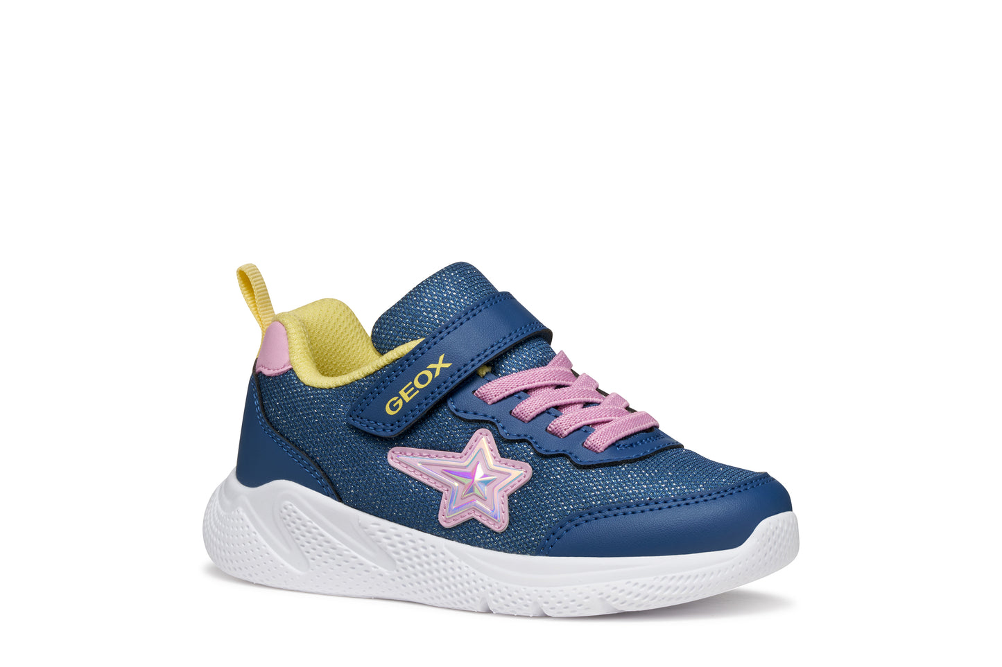 Geox Sprintye Girls Blue Pink Star Trainer