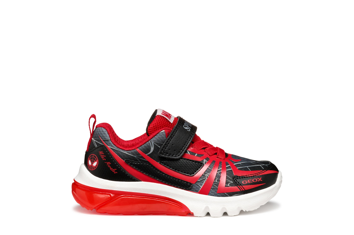 Geox Ciberdron Boys Black Red Spiderman Lights Trainer