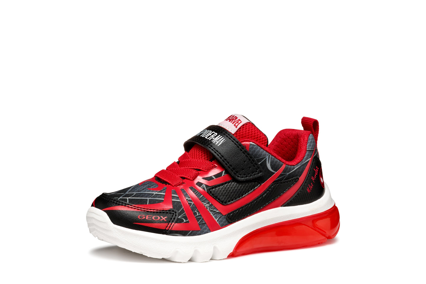 Geox Ciberdron Boys Black Red Spiderman Lights Trainer
