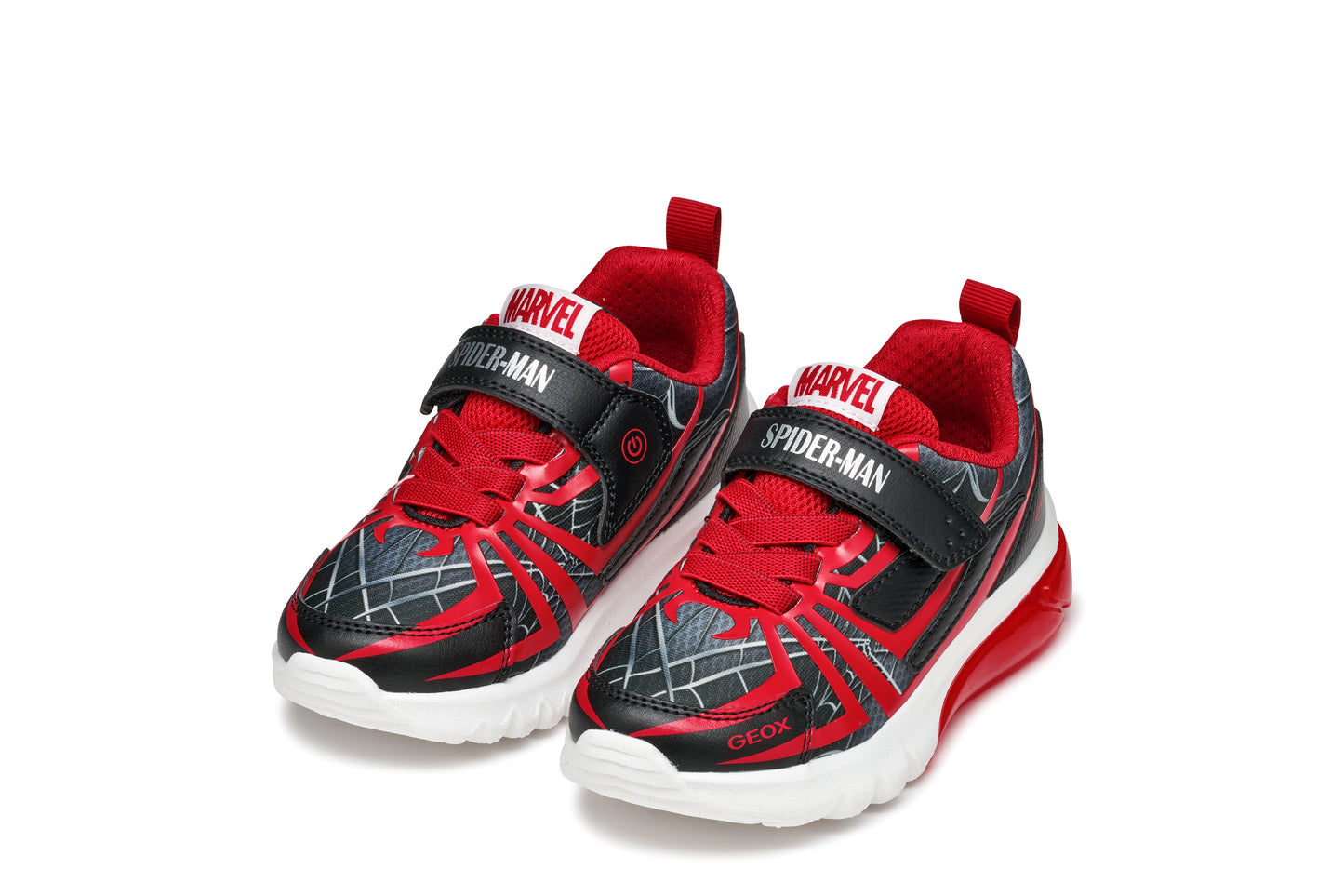 Geox Ciberdron Boys Black Red Spiderman Lights Trainer