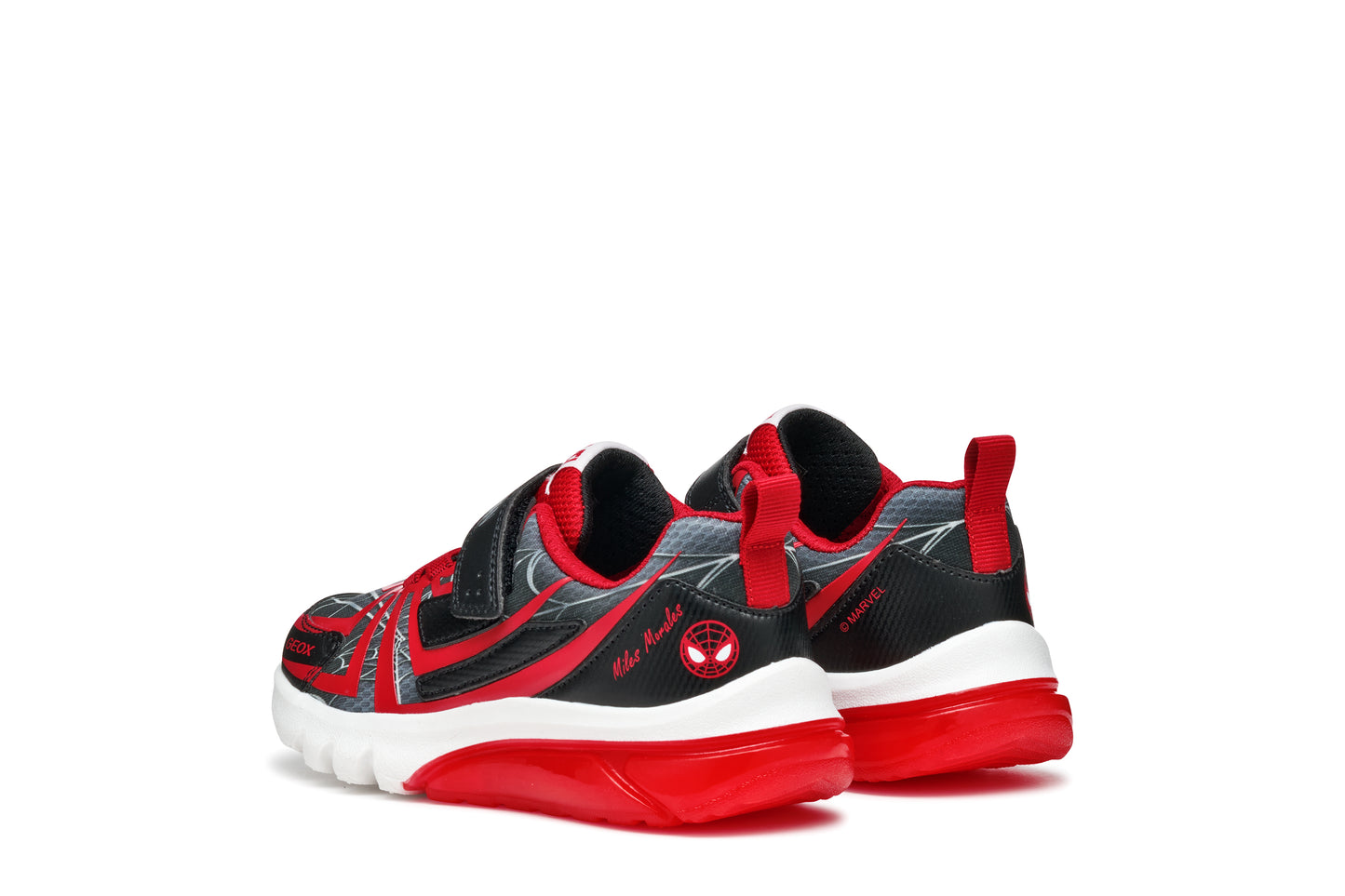 Geox Ciberdron Boys Black Red Spiderman Lights Trainer