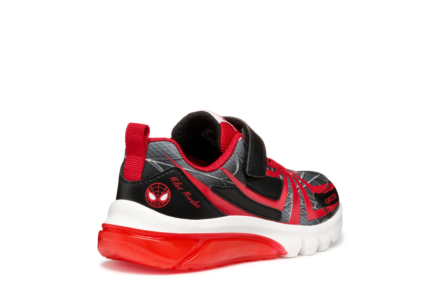Geox Ciberdron Boys Black Red Spiderman Lights Trainer