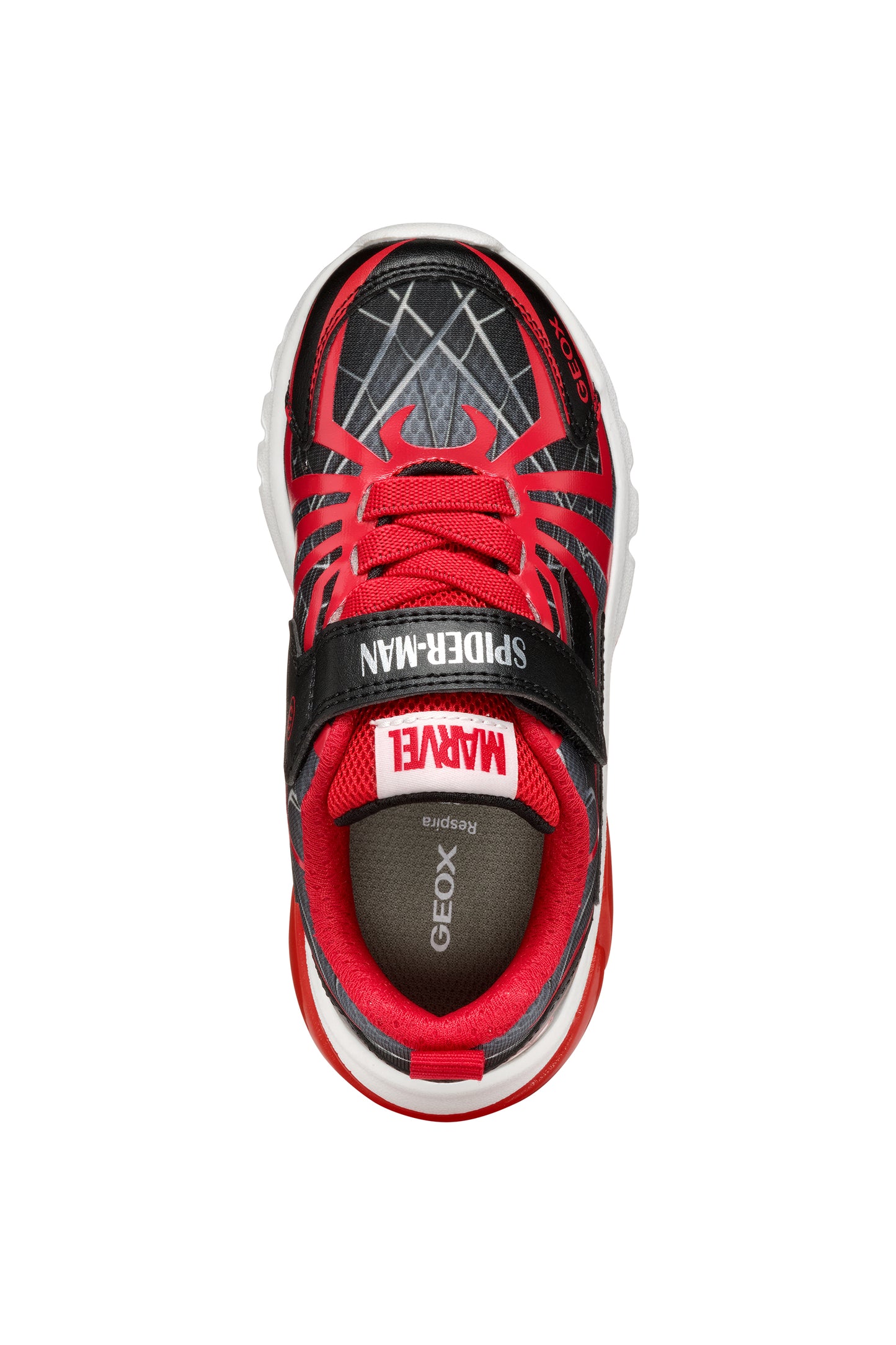 Geox Ciberdron Boys Black Red Spiderman Lights Trainer