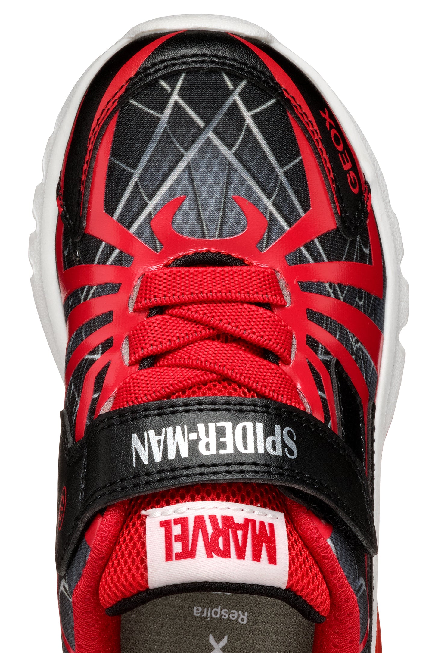 Geox Ciberdron Boys Black Red Spiderman Lights Trainer