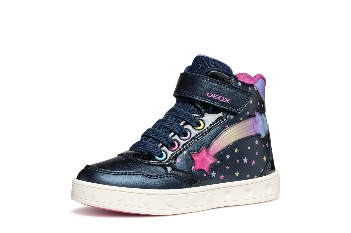 Geox Skylin Girls Navy Multicolour Light Up Boot
