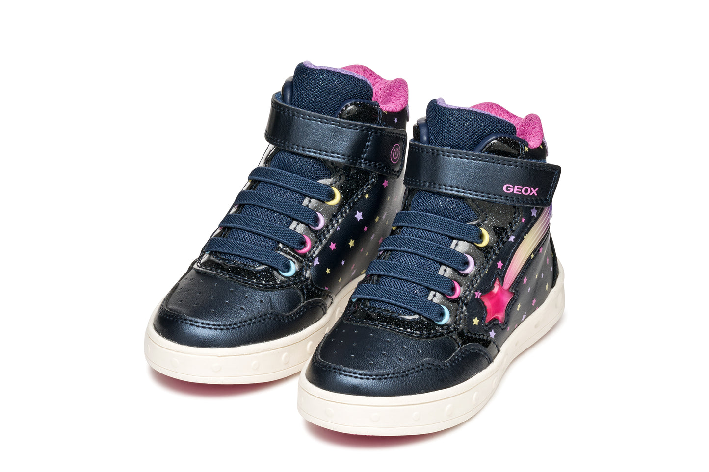 Geox Skylin Girls Navy Multicolour Light Up Boot