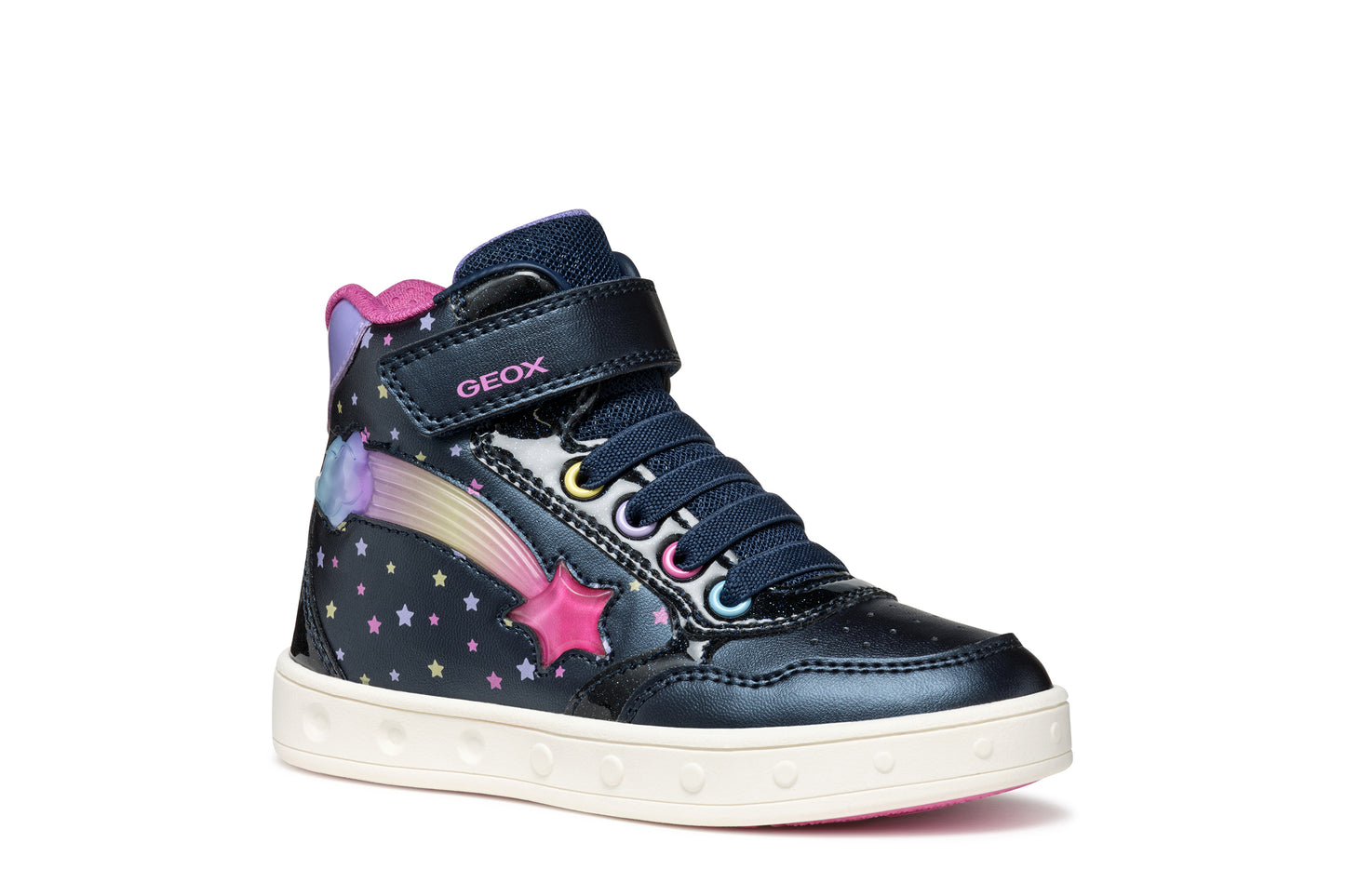 Geox Skylin Girls Navy Multicolour Light Up Boot