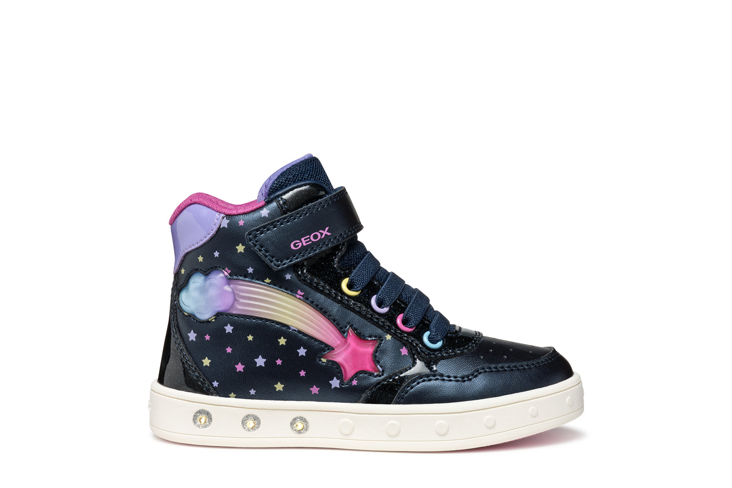 Geox Skylin Girls Navy Multicolour Light Up Boot