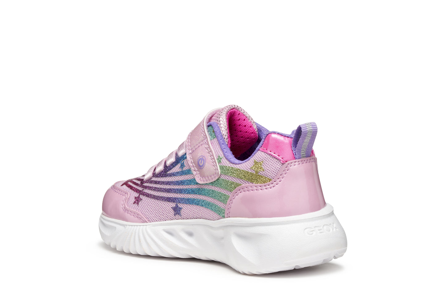 Geox Assister Girls Pink Multi Lights Trainer