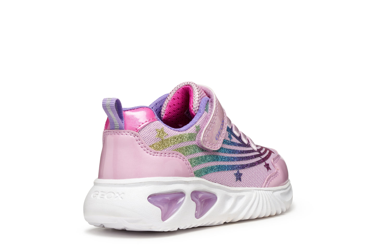 Geox Assister Girls Pink Multi Lights Trainer