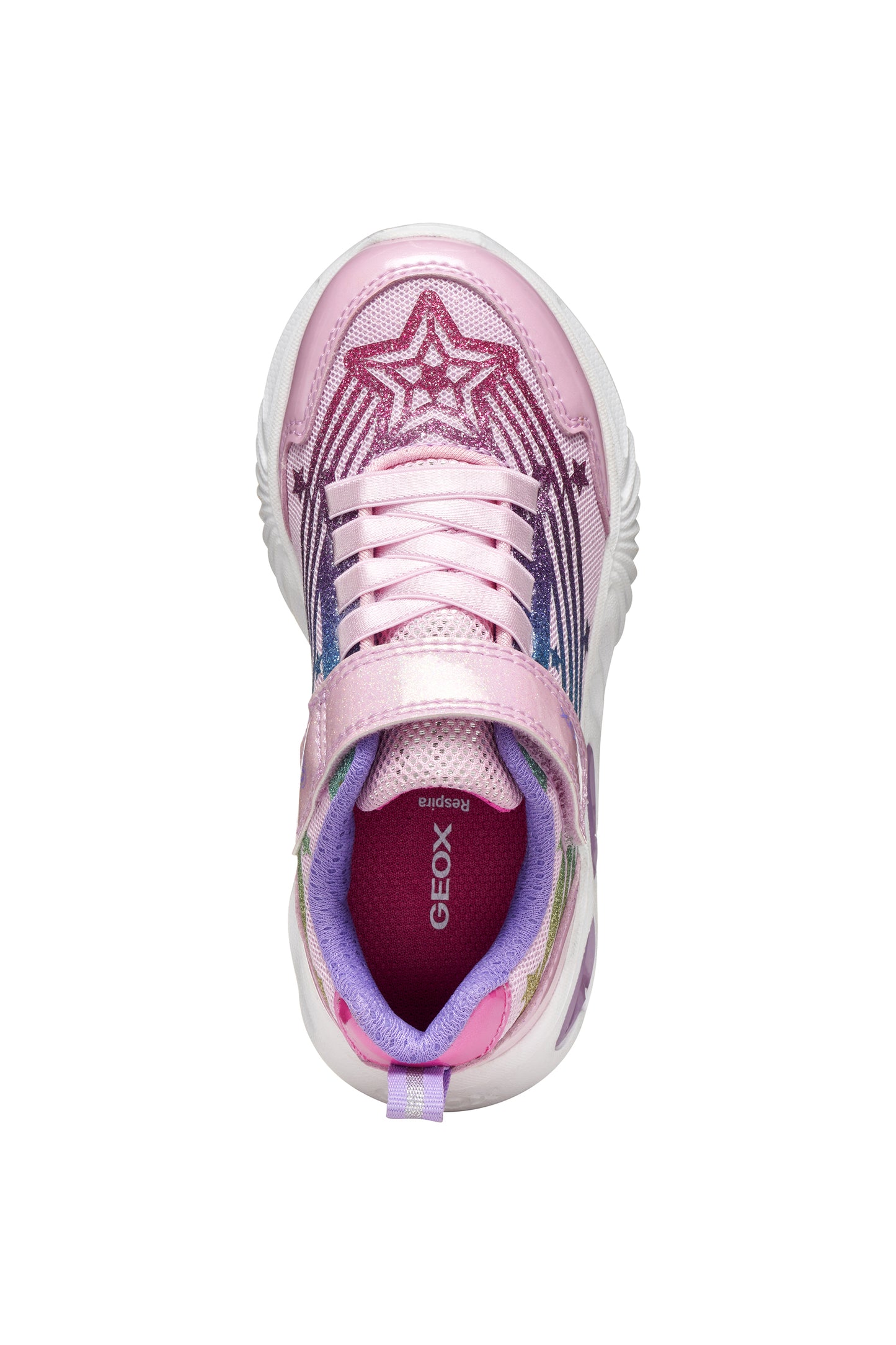Geox Assister Girls Pink Multi Lights Trainer