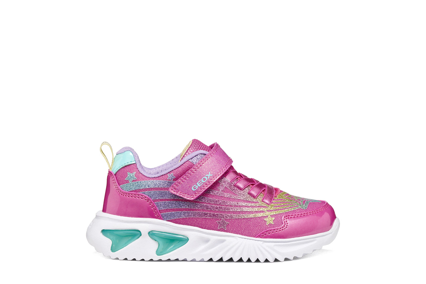 Geox Assister Girls Fuchsia Multi Lights Trainer