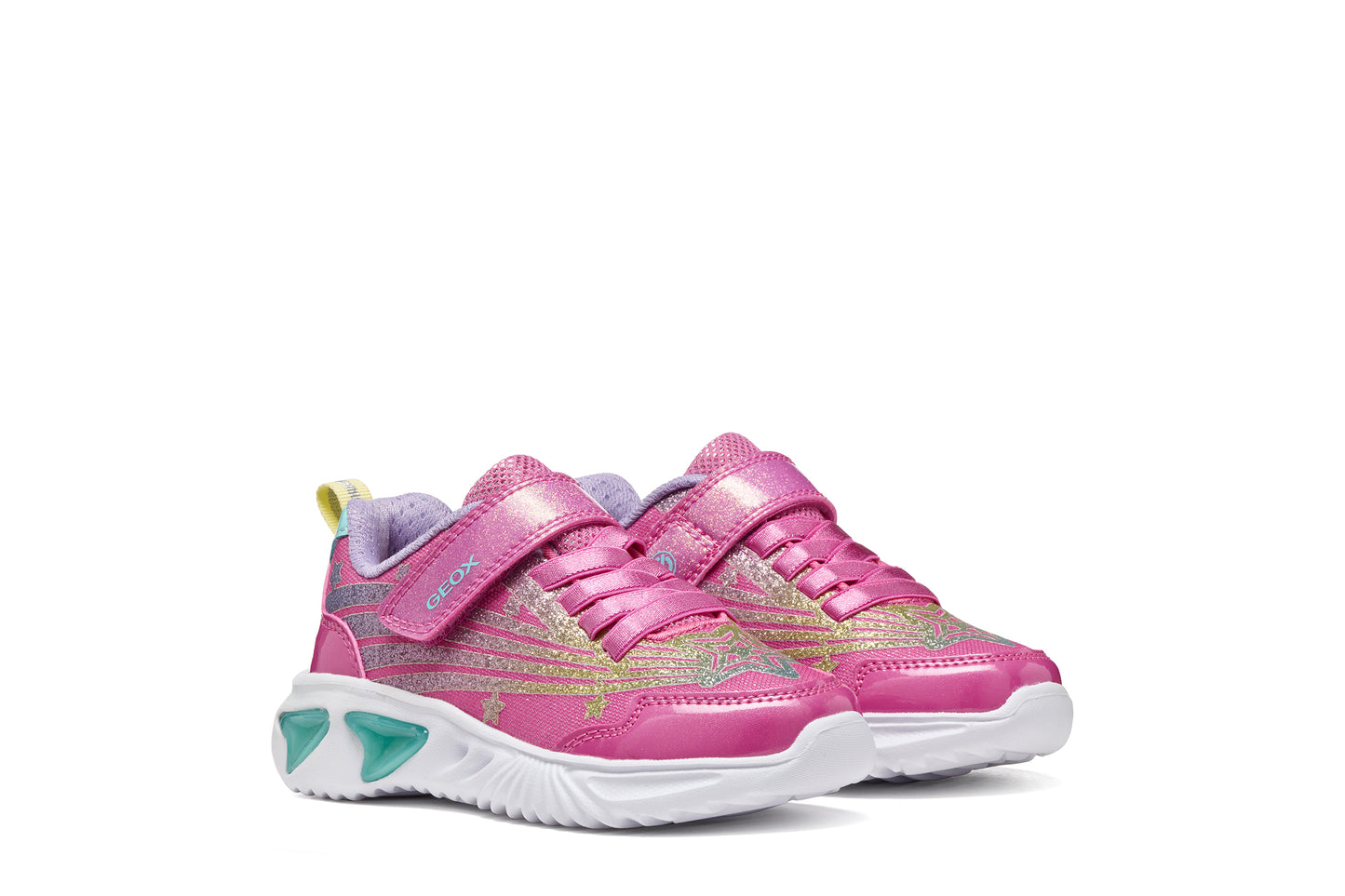 Geox Assister Girls Fuchsia Multi Lights Trainer