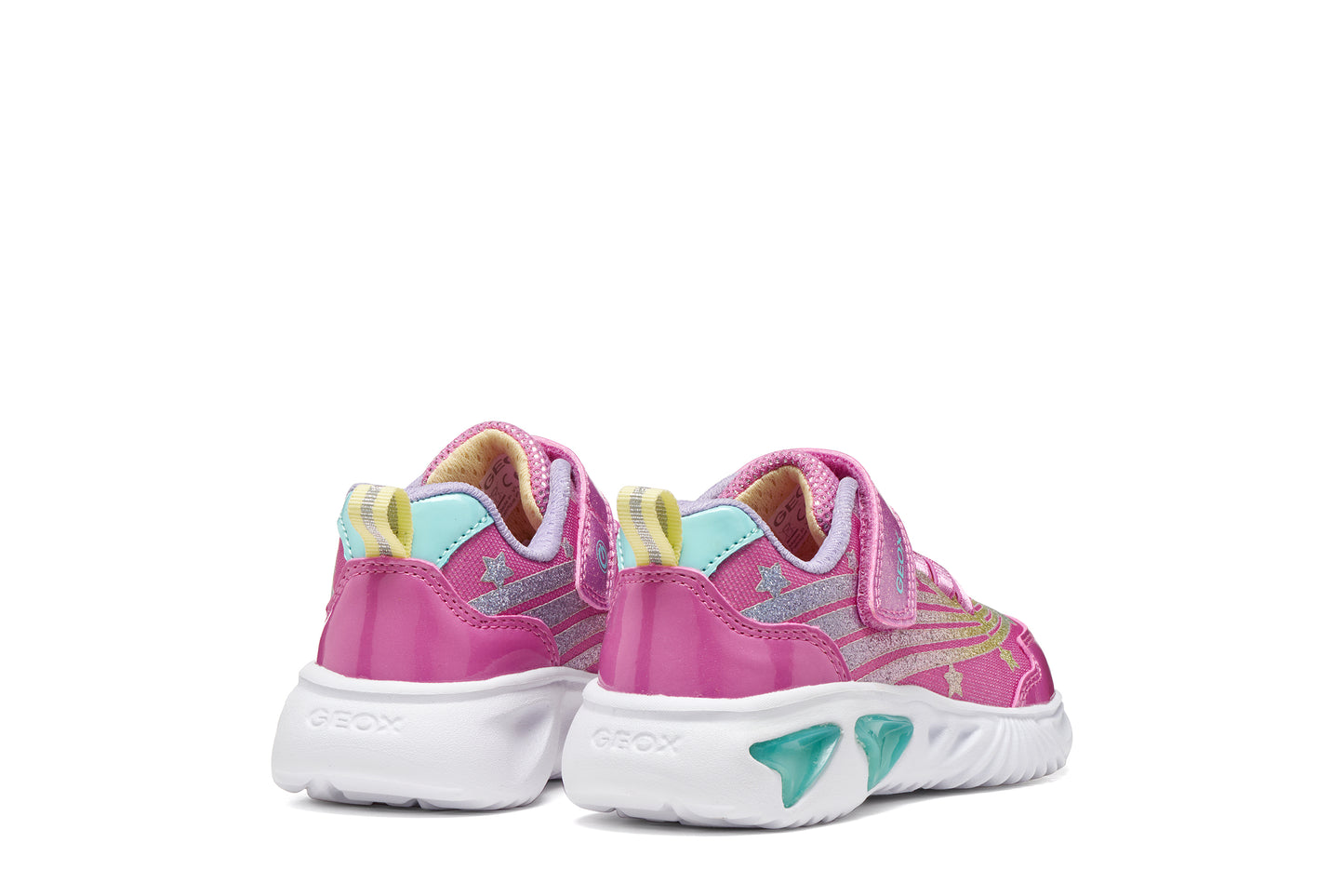 Geox Assister Girls Fuchsia Multi Lights Trainer