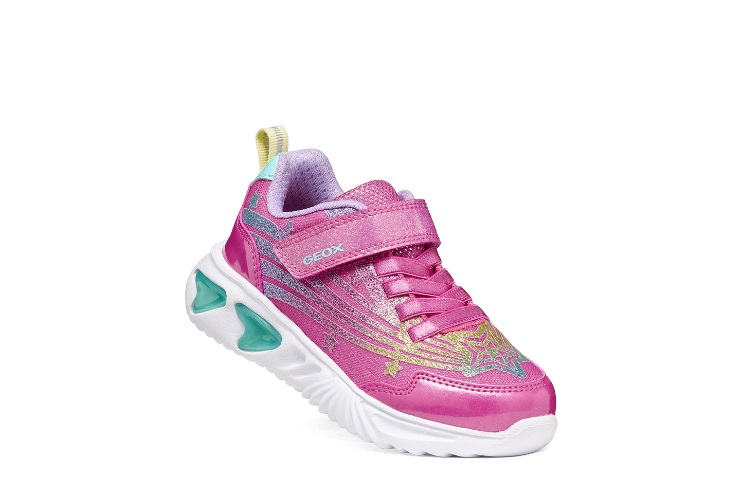 Geox Assister Girls Fuchsia Multi Lights Trainer